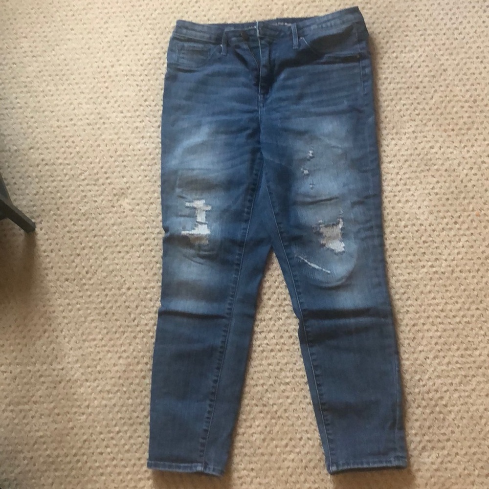 Distressed High rise crop jeggings